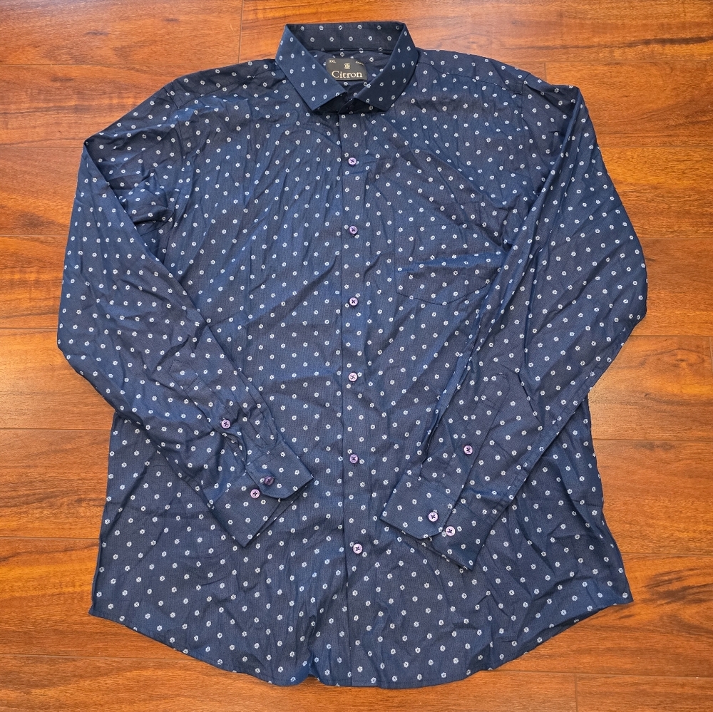Citron Men's Button Front Long Sleeve Shirt Size XXL 44